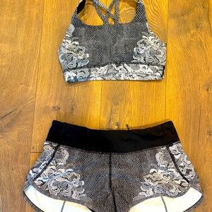 Lululemon sports bra and shorts set size 4.